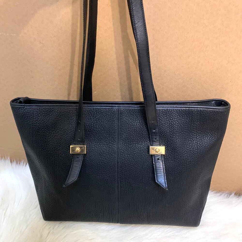 DOONEY & BOURKE Large Rare Vintage METRO Tote Black Pebbled All Weather Leather - Picture 16 of 16